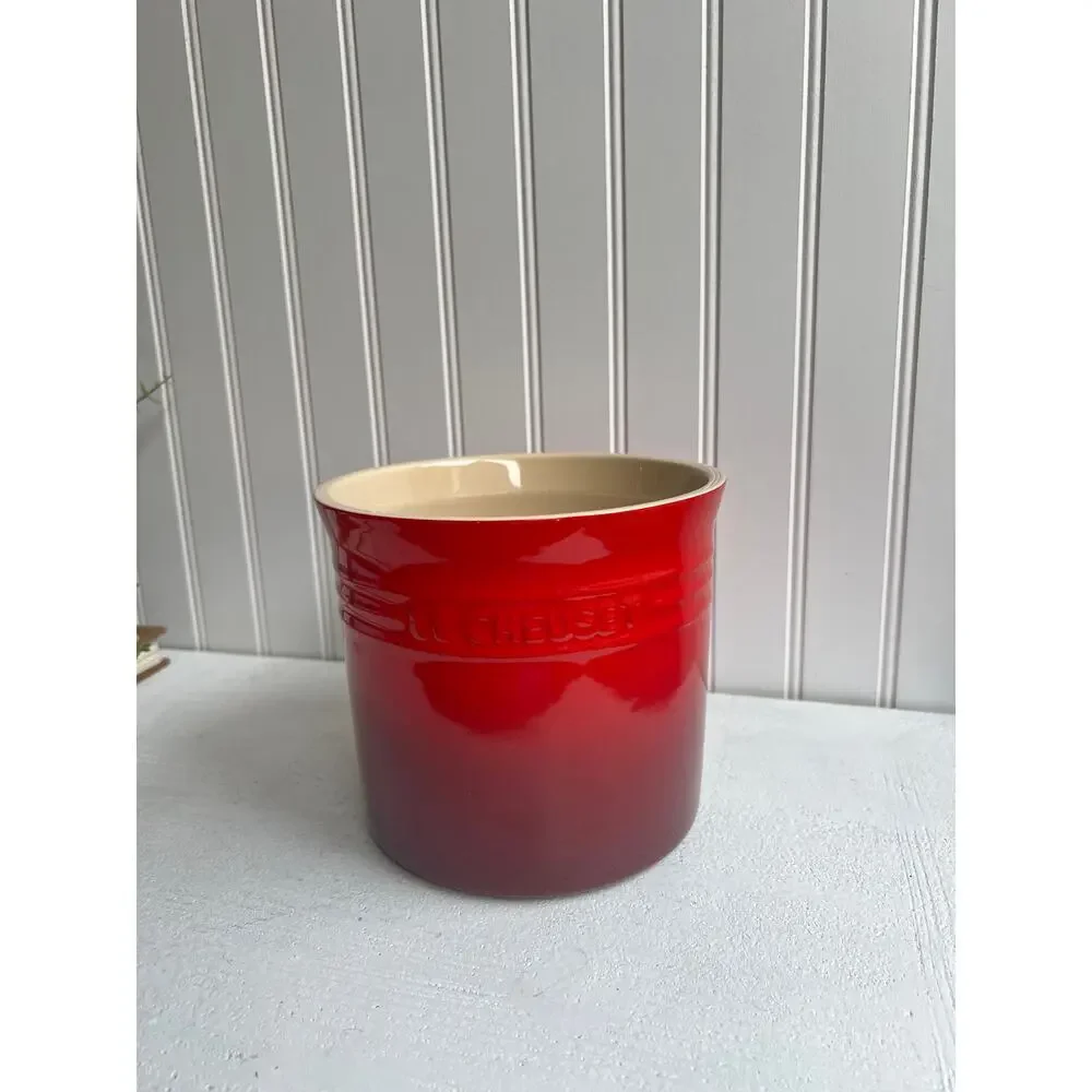 Le Creuset Stoneware Crock Utensil Holder Ombre Red | Kitchen Counter Decor